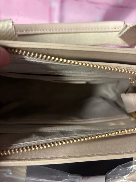 Cavalli Class Beige Floral Monogram Tote with Coral Logo Straps - Picture 3 of 3